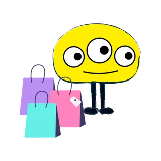 Monstruo con bolsas de compras